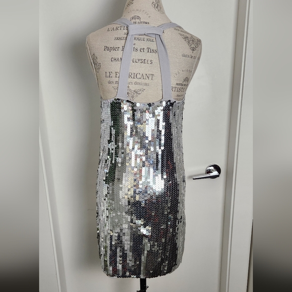 Vintage Silver Sequin Party Dress - Picture 4 of 11